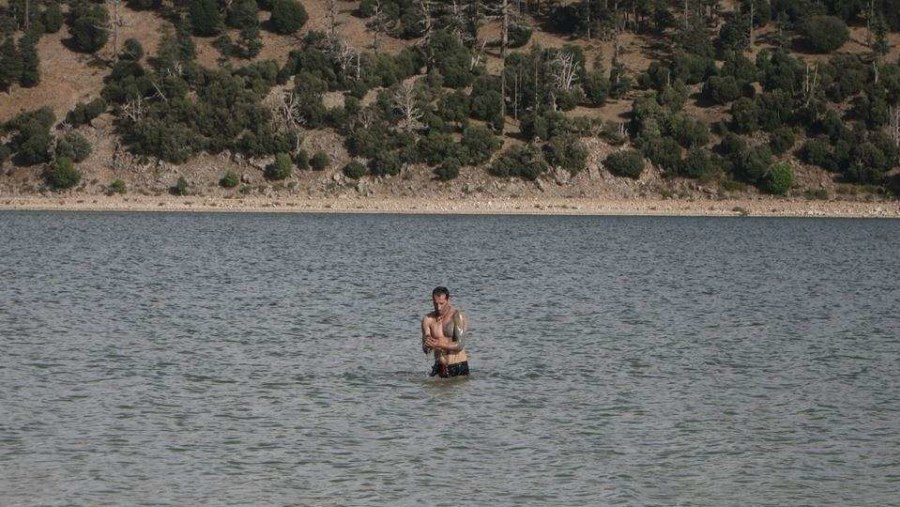 Swimming at Volcano Lake 