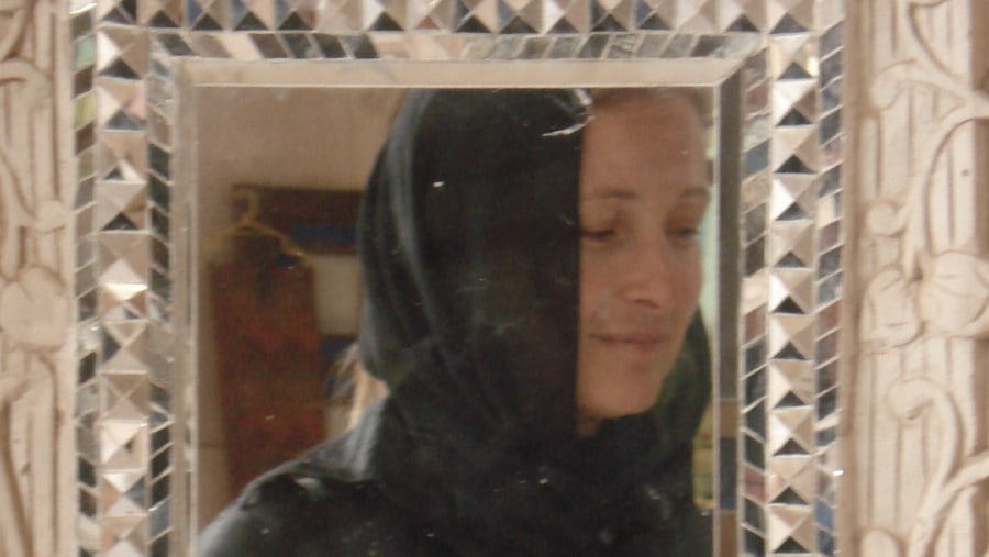 Katrin in the mirror at historical house in kashan2007