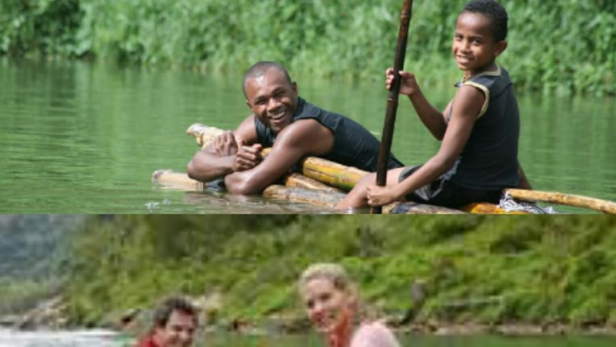bamboo rafting in villagestay