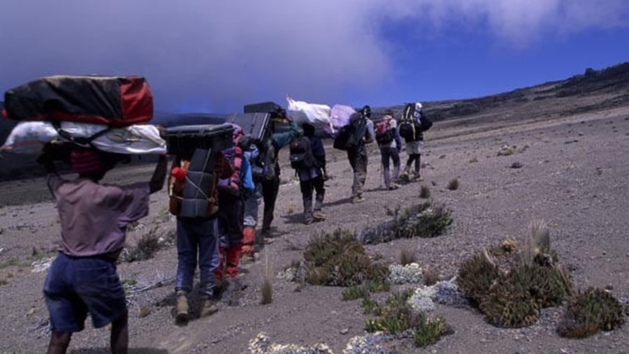 Carrying loads to mount kilimanjaro