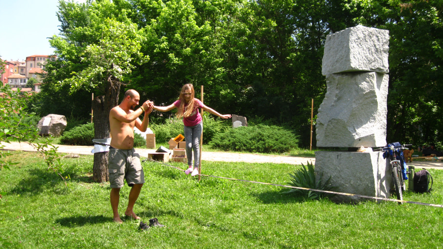 Slack-line is easy, once you get it :)