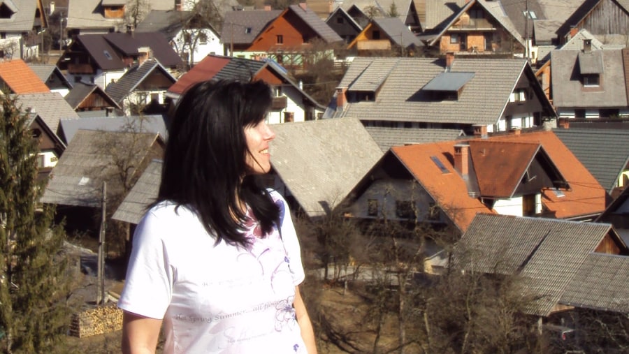 View on idyllic village Stara Fužina in the background