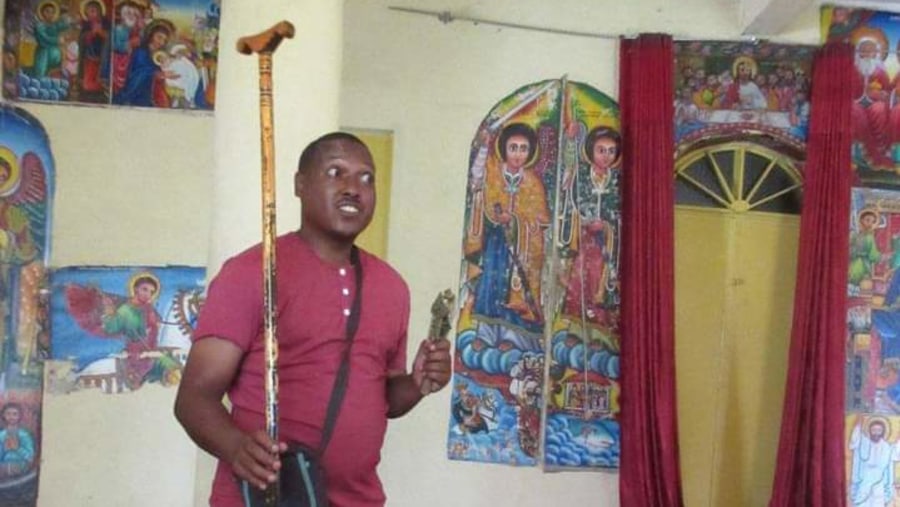 Explaining to my clients about the musical instruments of Ethiopian Orthodox church 