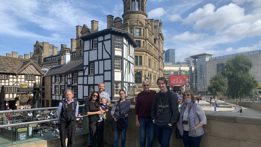 Smiling international tour group ending our tour at Shambles Square