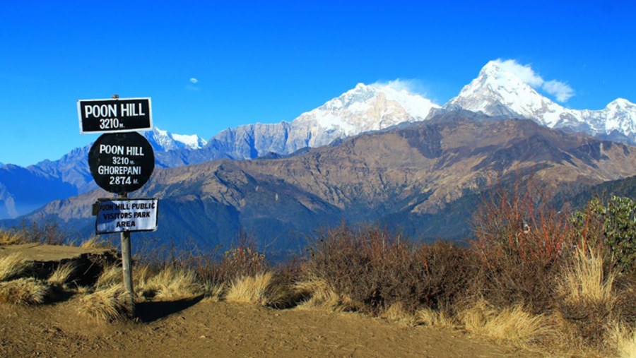 Panoramic Annapurna Mountain view from Poon Hill 3210 m  