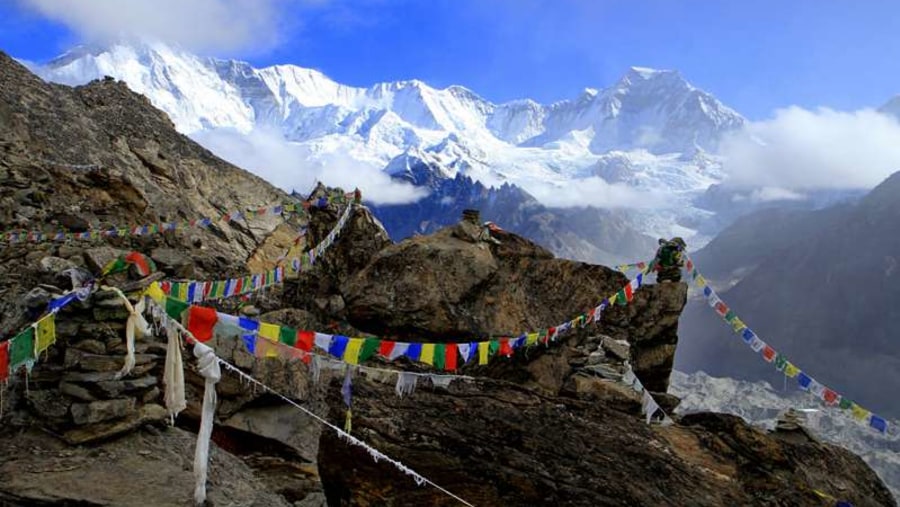 pray flag and Mt. Lhotshe in hte back drop