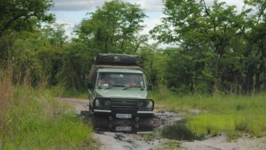 Heavy rain and mud on the road 