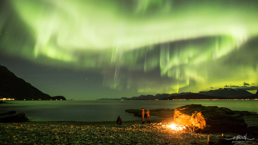 Fire and Aurora with Greenlander