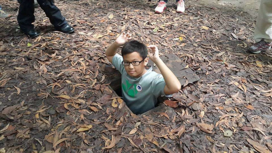 An excursion to Cu Chi Tunnel with the Ken's family from Singapore