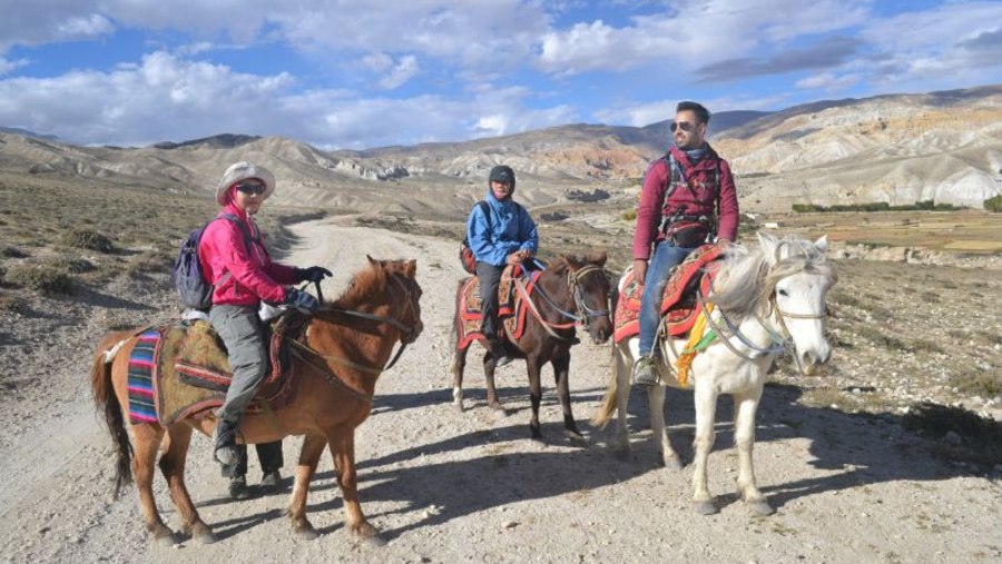 Horse riding at Upper Mustang.