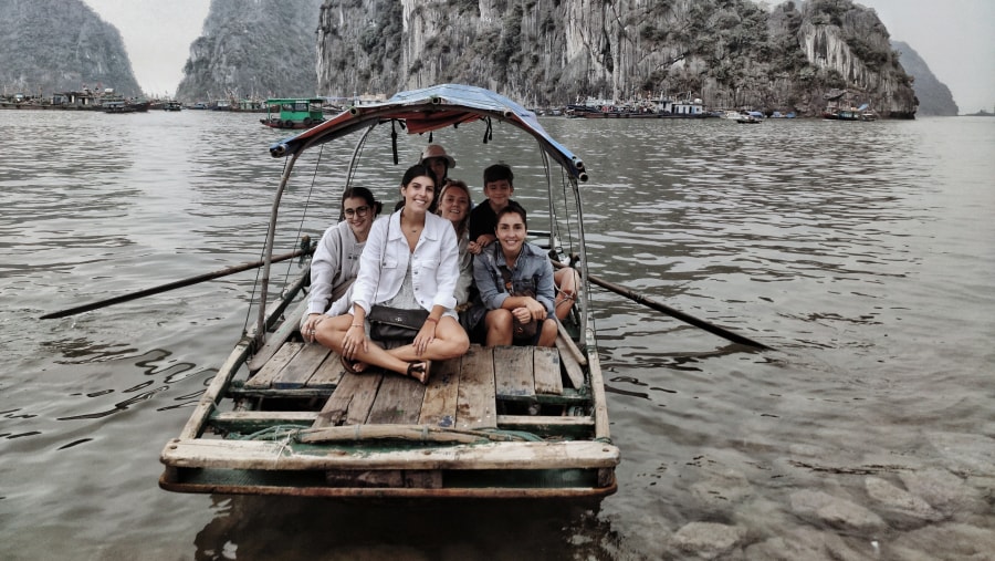 On the bamboo boat