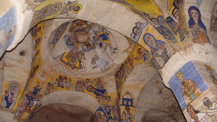 painting in a rock-hewn church