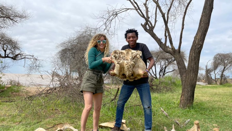 Salim with Filipa at Lake Manyara national park