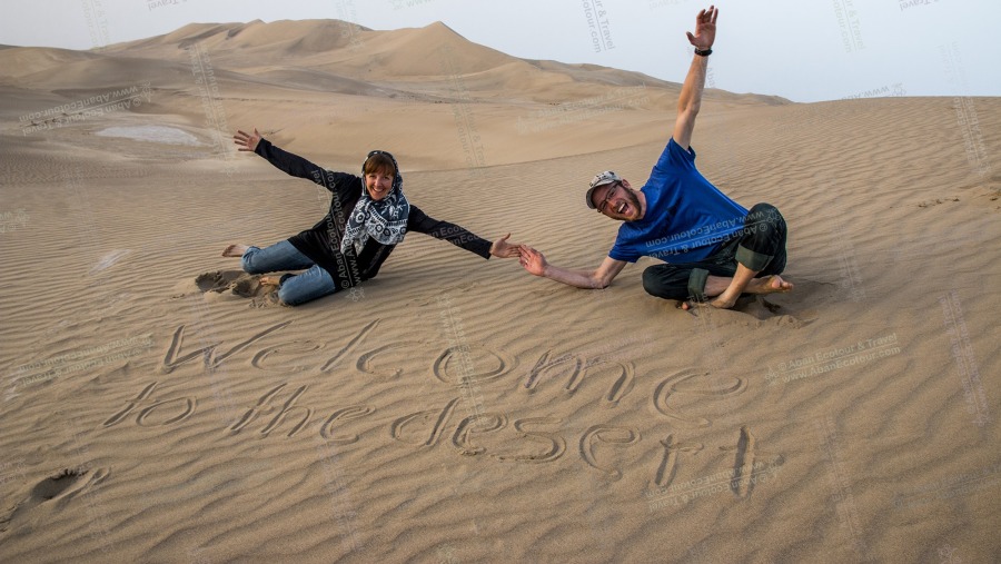 German Cycle-tourist Couple in Desert & Salt Lake