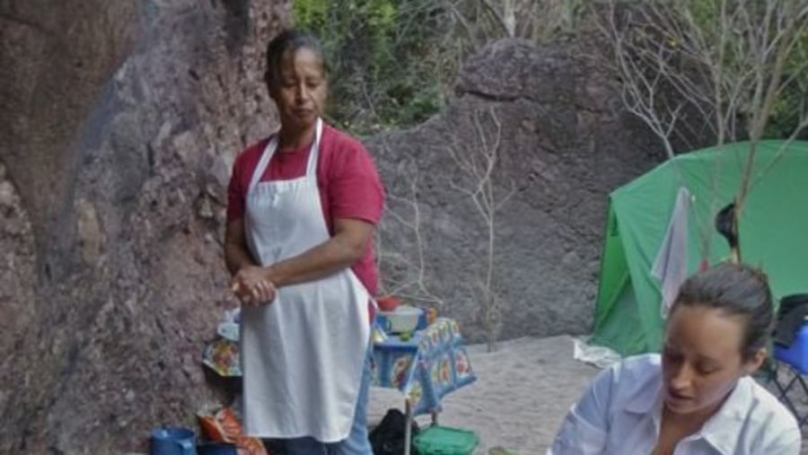 Teresa serves hot handmade tortillas at every meal.