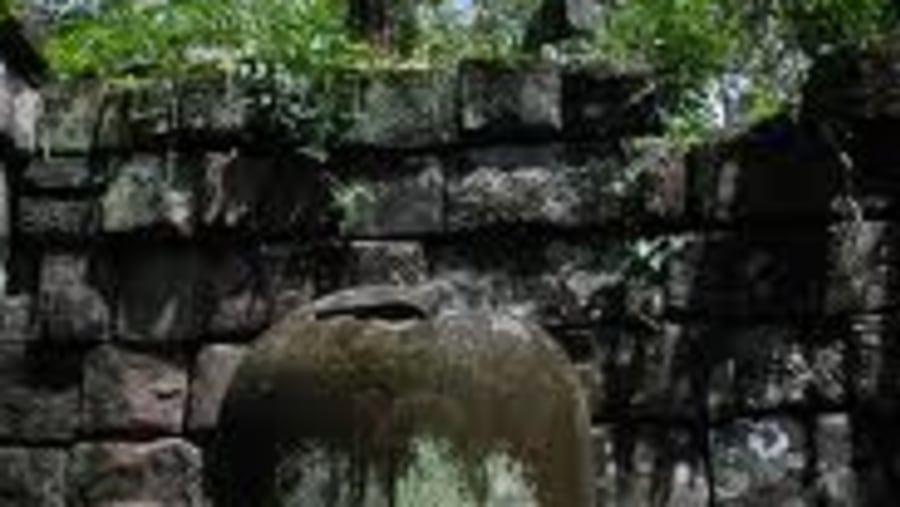 a massive Shiva linga at Koh Ker