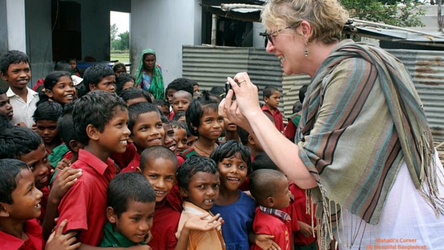 tourist with santal tribe 