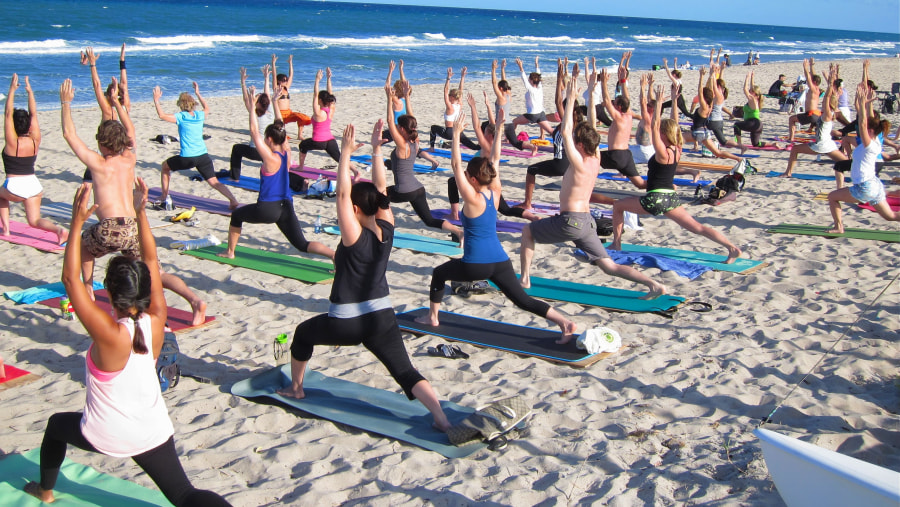 beach yoga