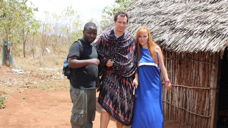 Wearing Maasai dress