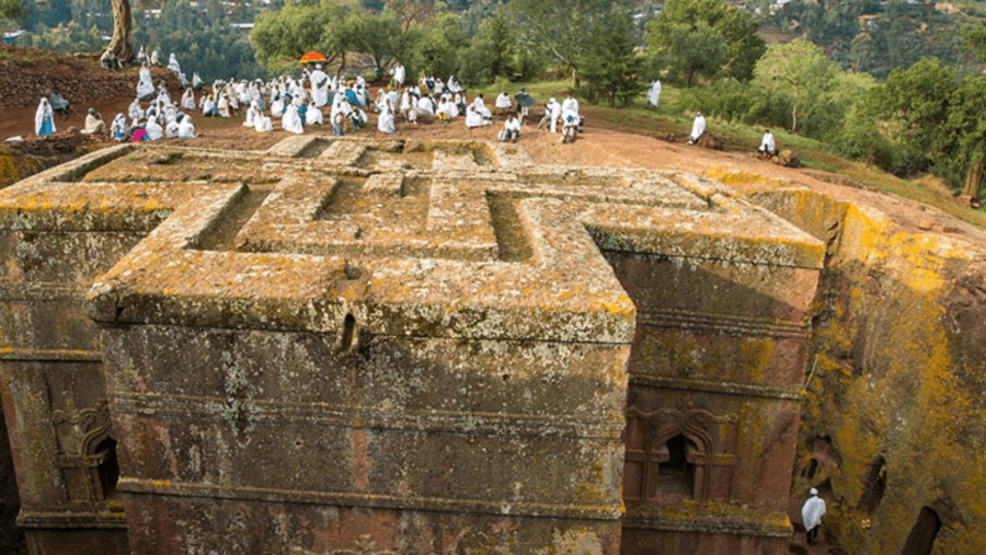 the late Middle Ages great religious civilization flourished in Lalibela, where churches hewn out of massive monolithic rock testify not only great faith but also great architectural skills