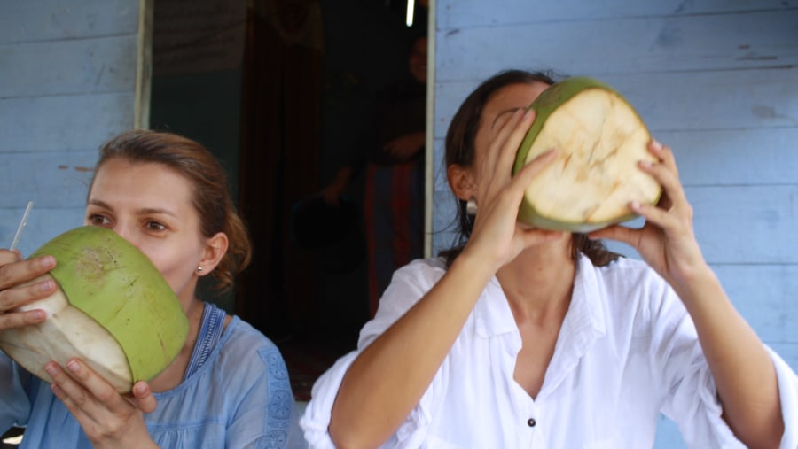 drink coconut water in small village