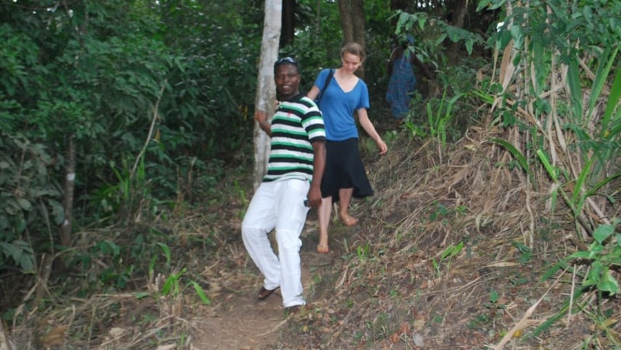 Taking a tourist on a hike on Kwahu Mountains