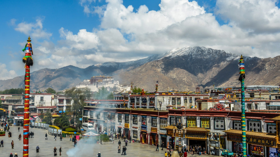 view of potala palace from Jokhang temple