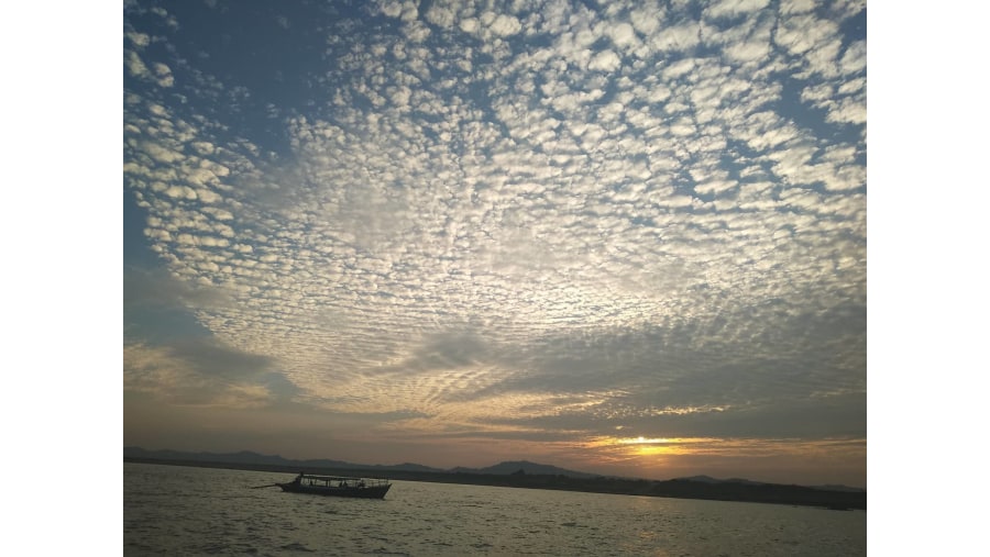 Sunset view in Ayeyarwady river