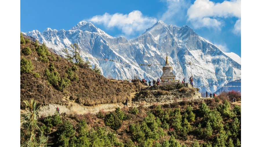 View if Mt. Everest from near Namche bazaar