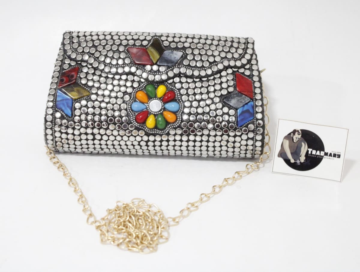 Mother Of Pearl Mosaic Clutch Bag, Latest Metal Clutch Bag By Tradnary Exim  Pvt Ltd