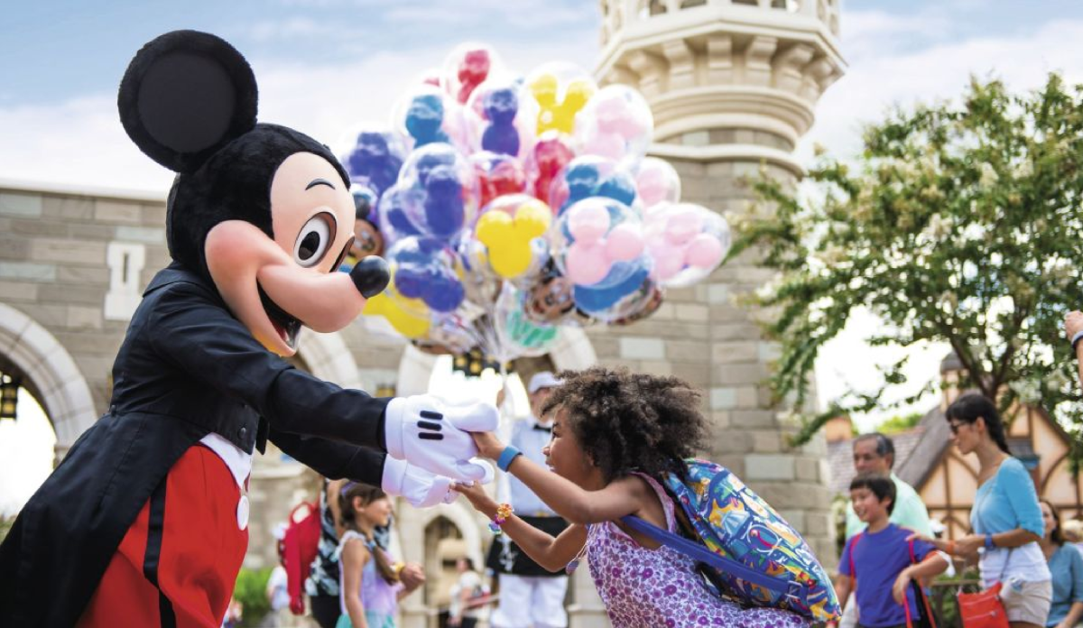 Mickey and Girl with Balloons