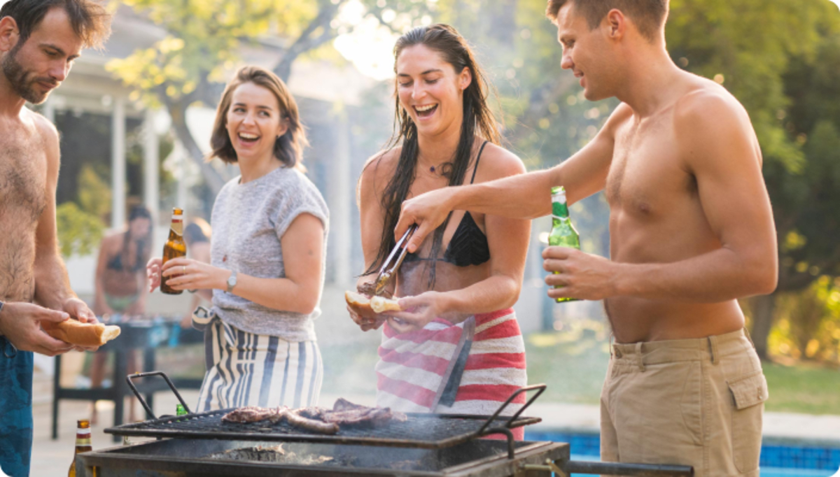 friends barbequeing