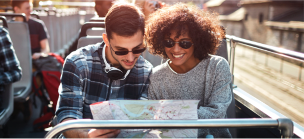 couple looking at a map