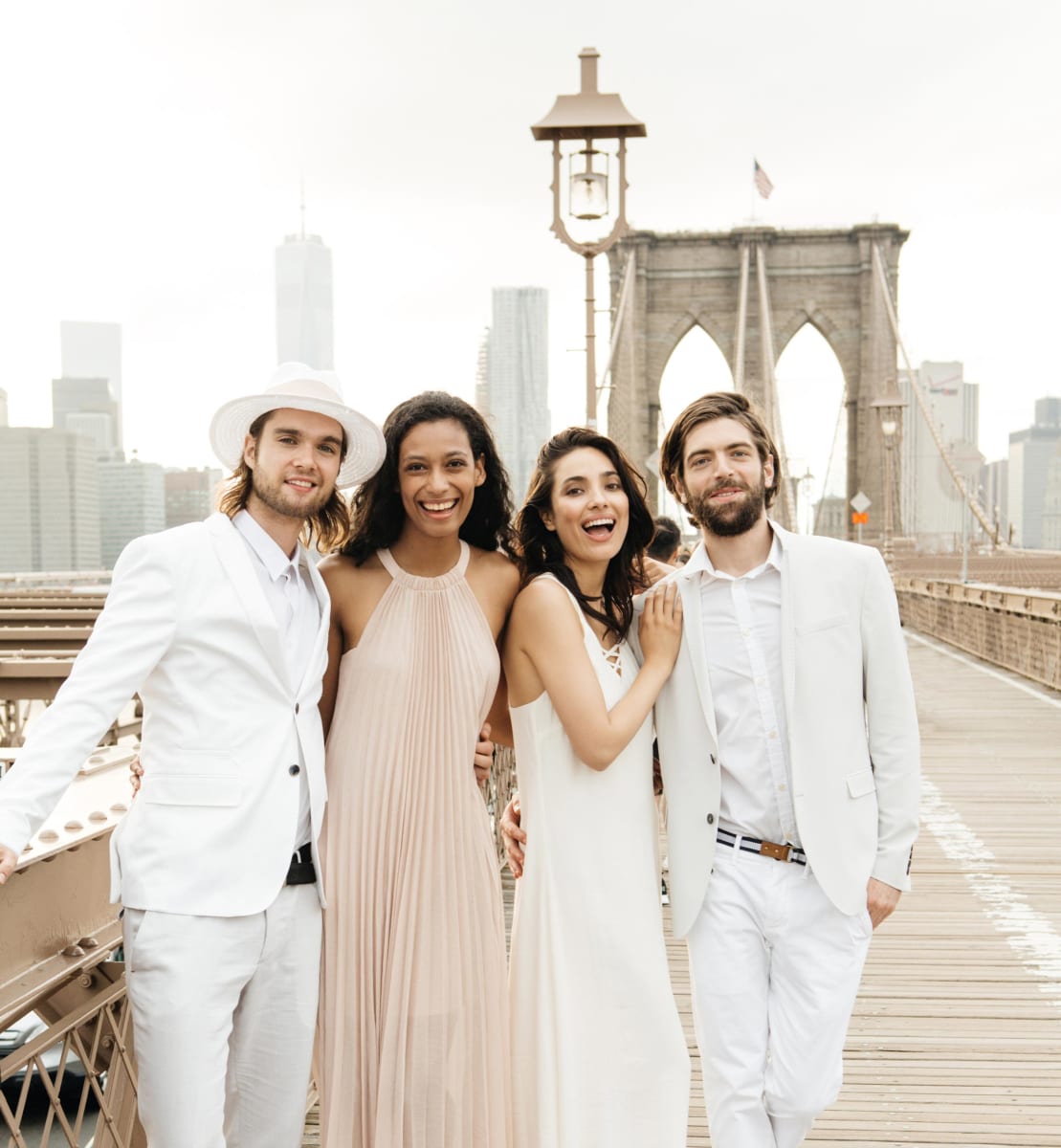 group photo on Brooklyn Bridge