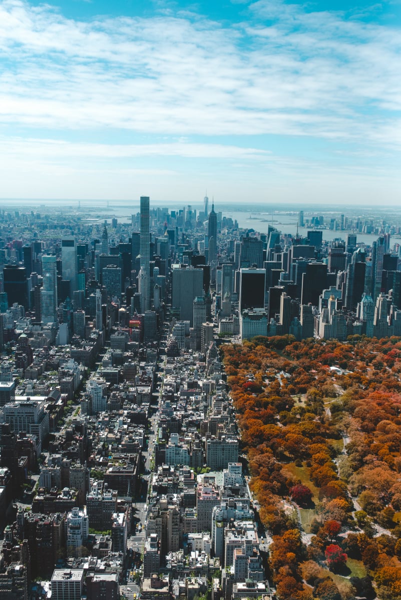 Central Park from above with the fall colors on display