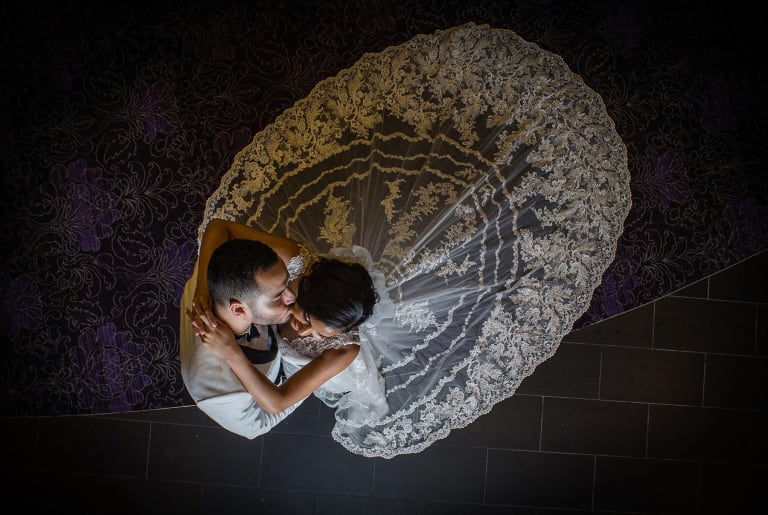 bridal couple top view