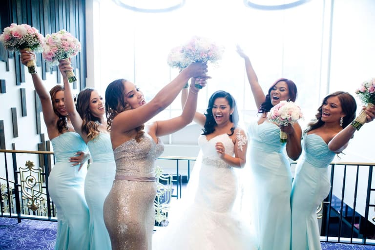 bride celebrates