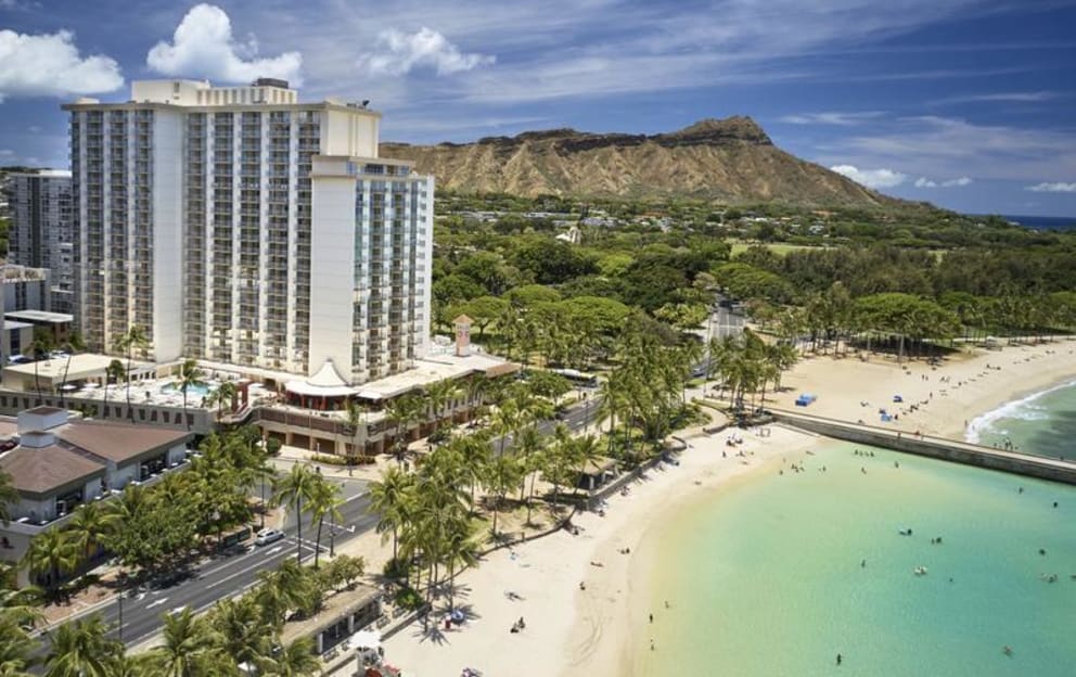Hotel Exterior and Waikiki Beach Hotel Exterior and Waikiki Beach