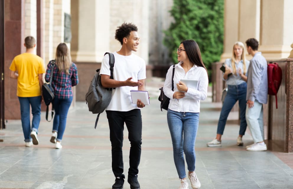 students walking outdoors