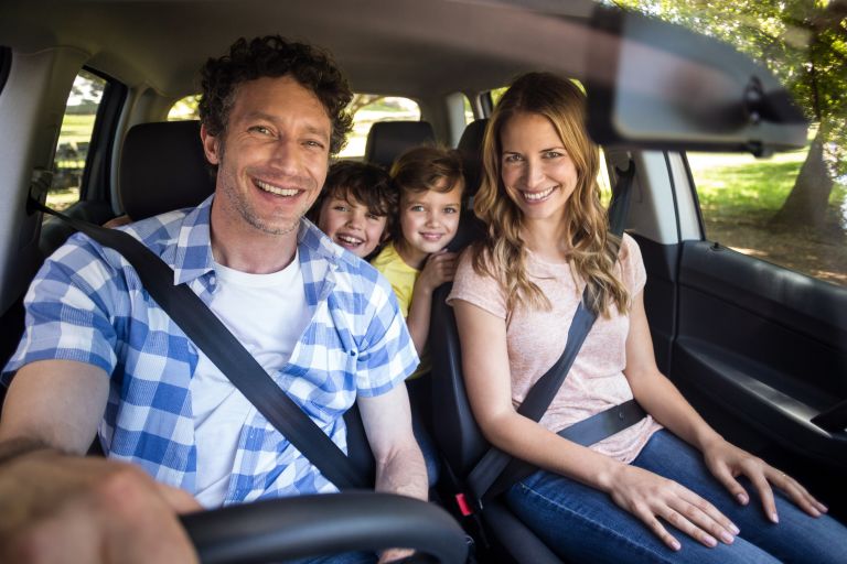 Family of 4 in car.