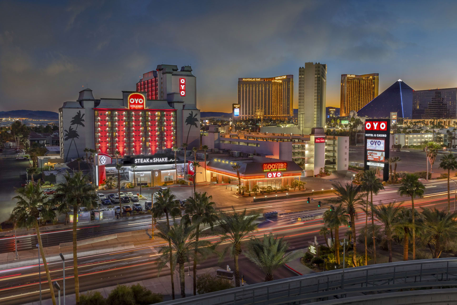 Las Vegas skyline with oyo hotel