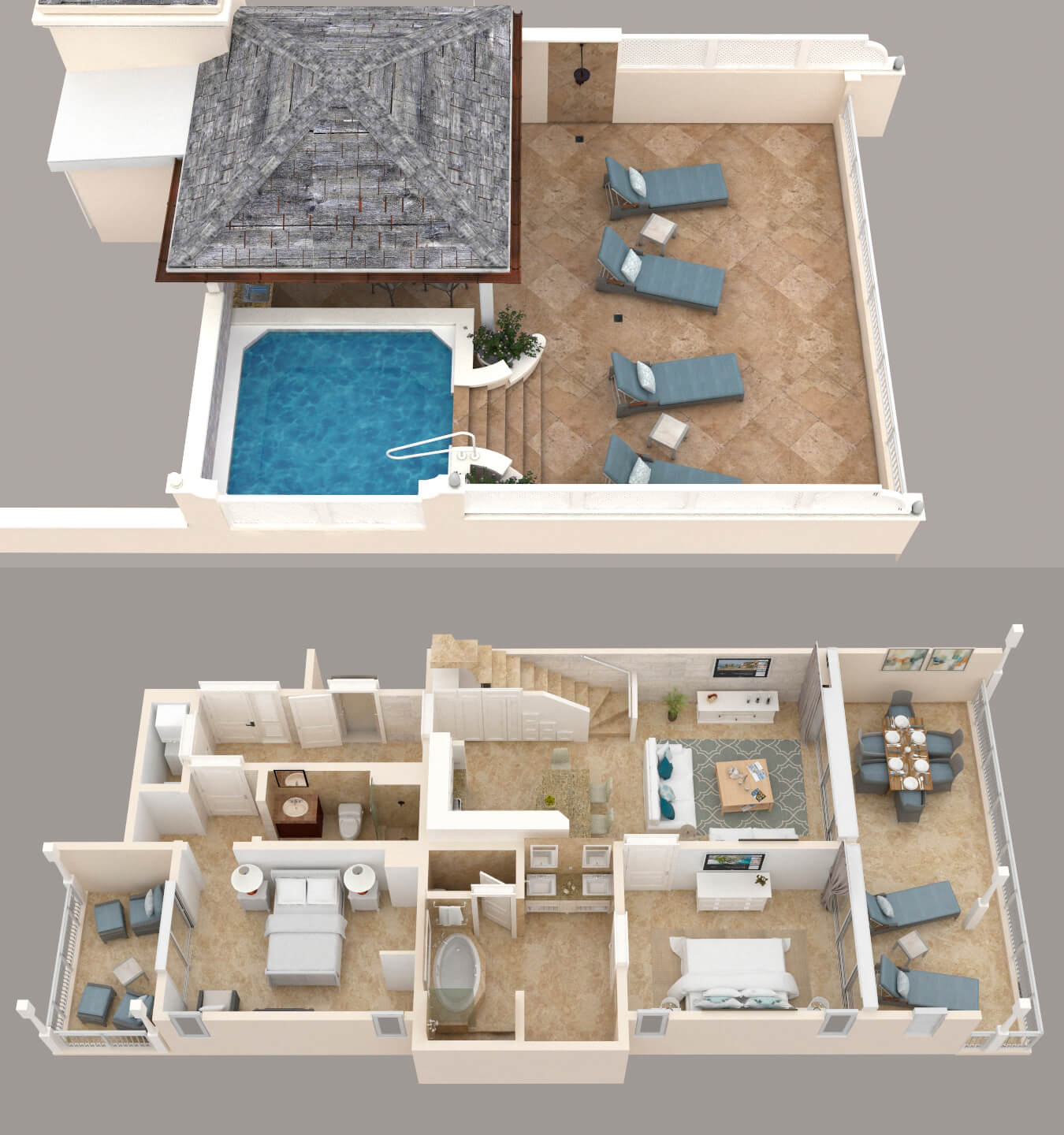 Two Bedroom Contemporary Penthouse & Rooftop Pool Floor Plan