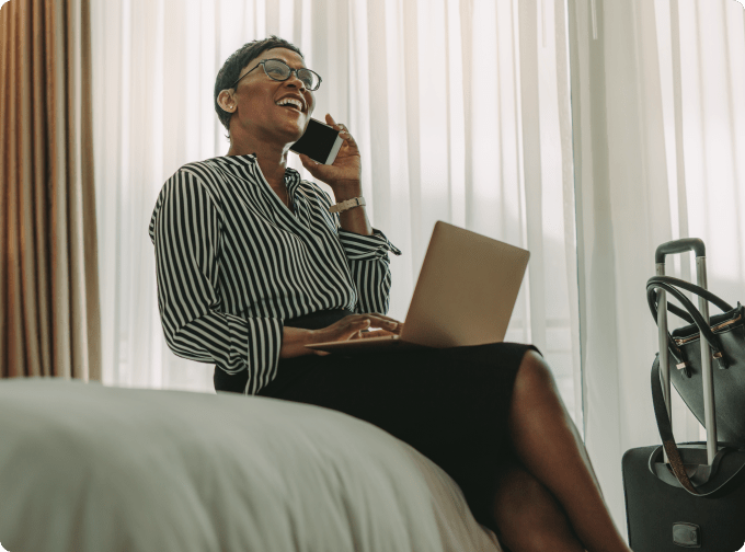 woman working on phone