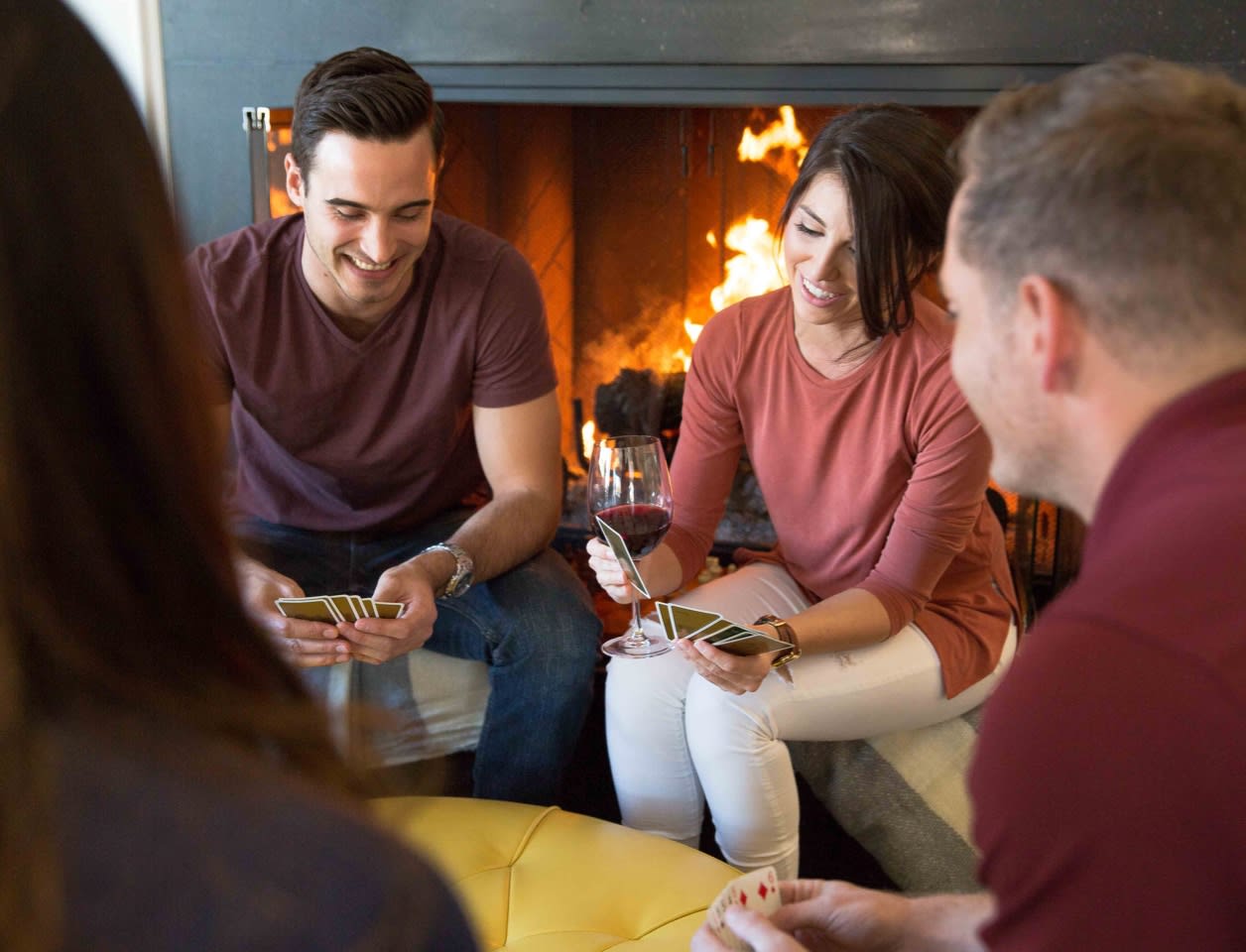 friends around fire
