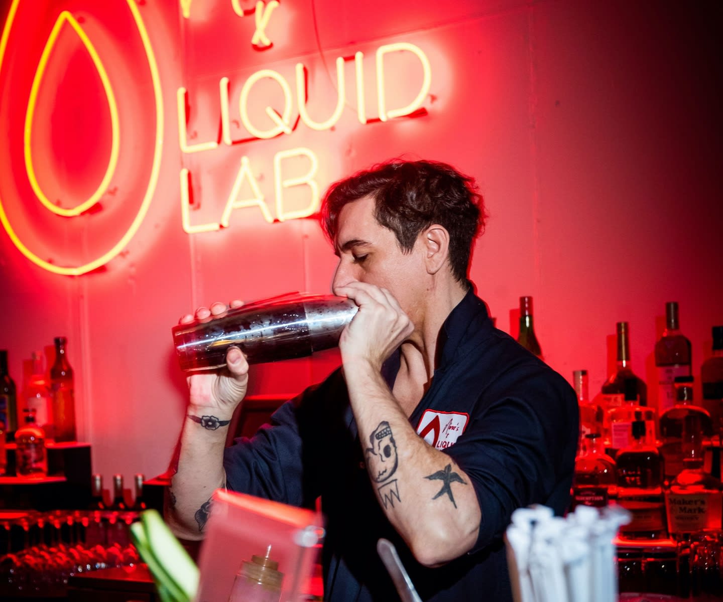 bartender shaking drink
