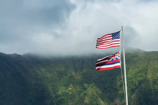 Hawaiian and US Flag