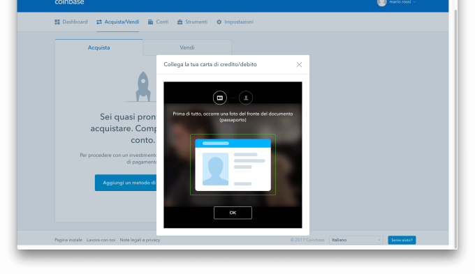 Coinbase Scansione documento
