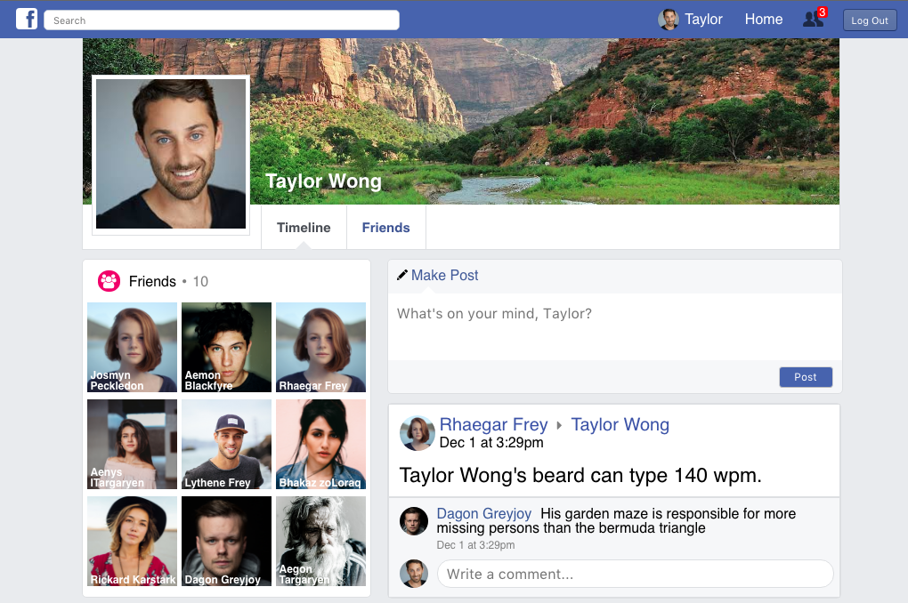 profile page screenshot