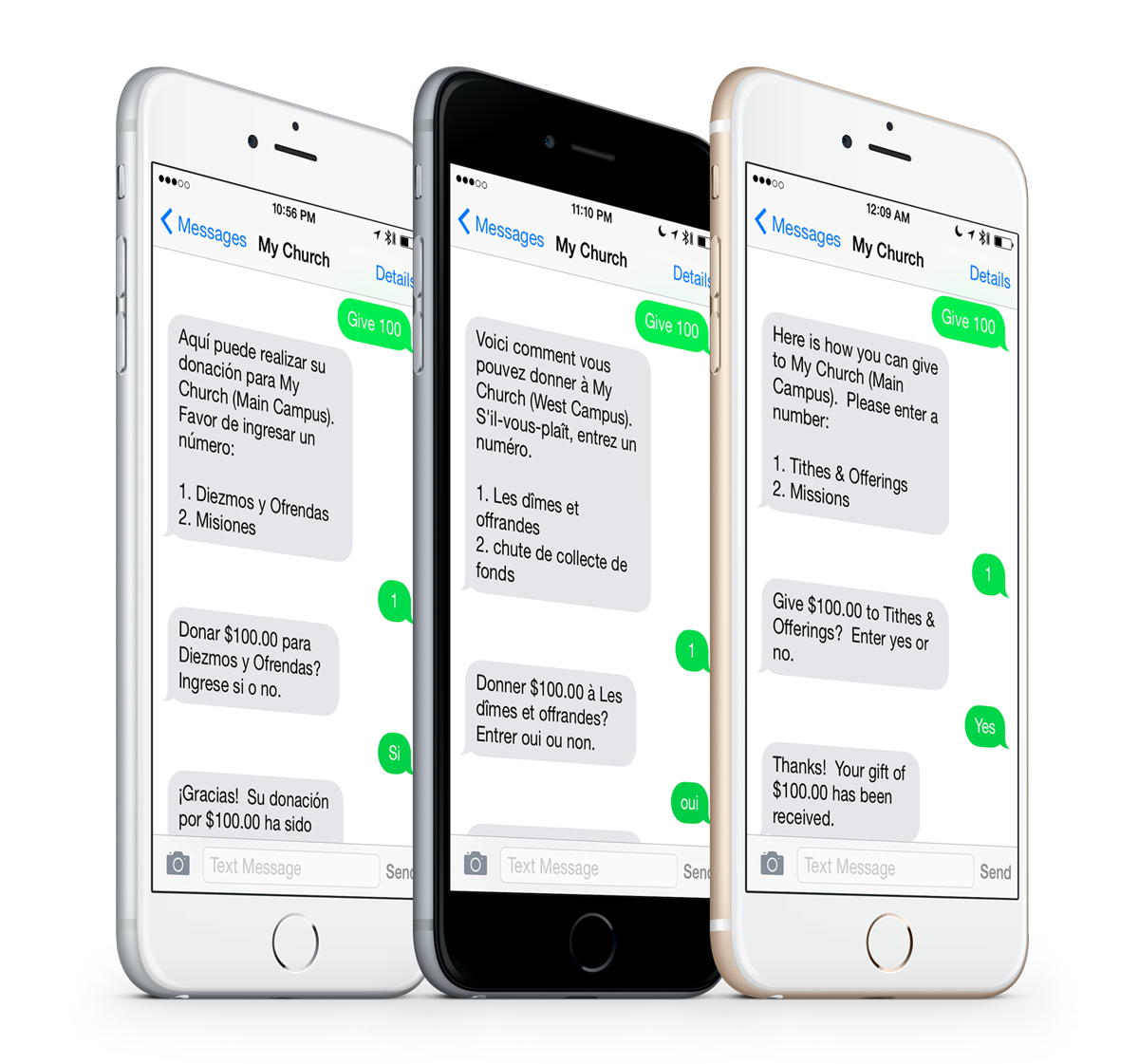 Text to give in Spanish or French