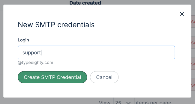 Mailgun - New SMTP credentials